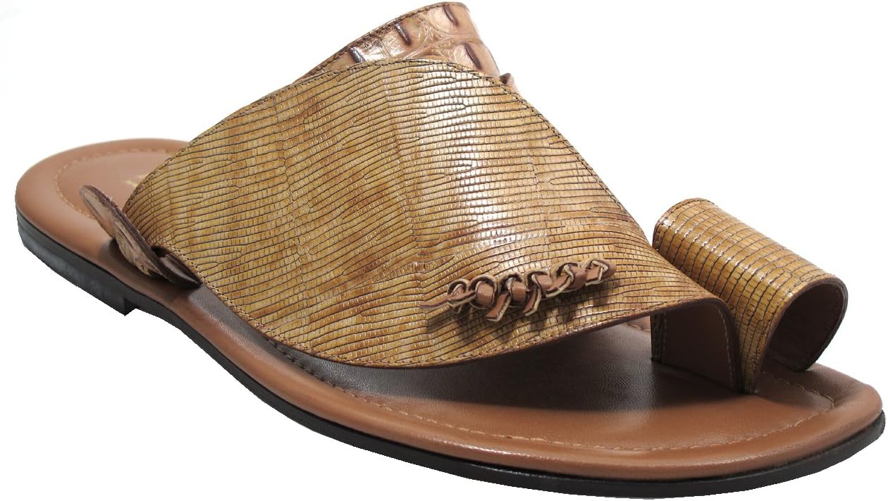 MEN ITALIAN LEATHER SANDALS PUSH TOE BEIGE