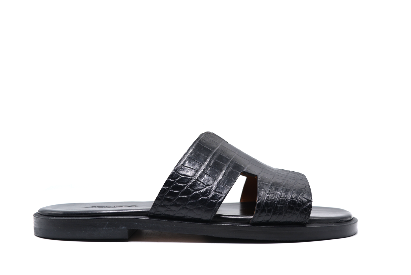 Hermes Black Alligator Leather Slipper
