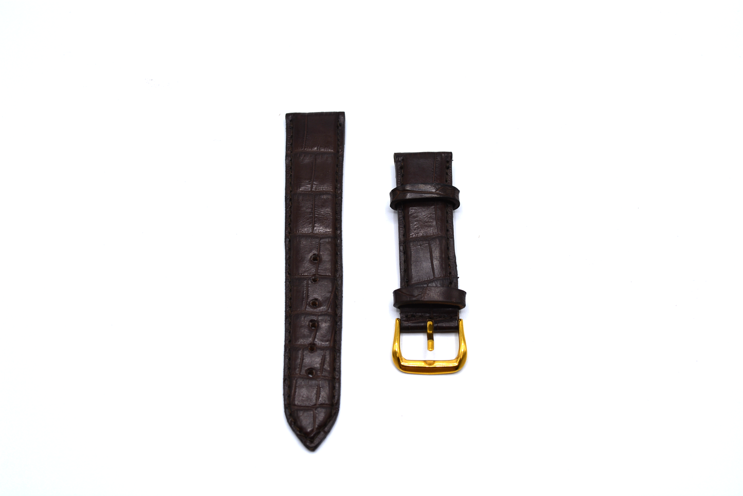 Brown Croc-Pattern Leather Watch Strap with Gold Buckle