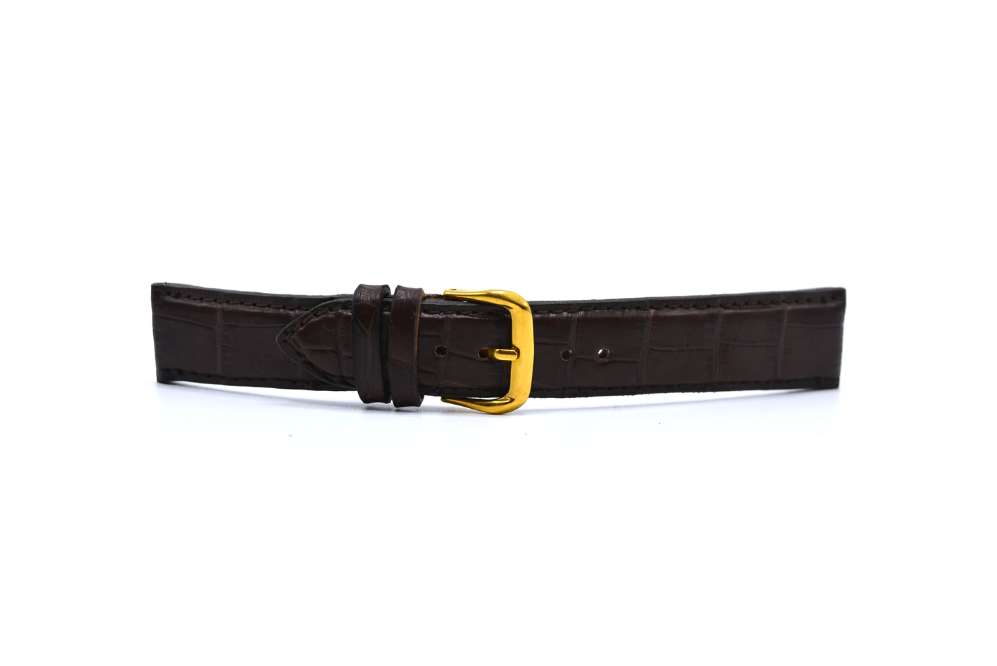 Brown Croc-Pattern Leather Watch Strap with Gold Buckle