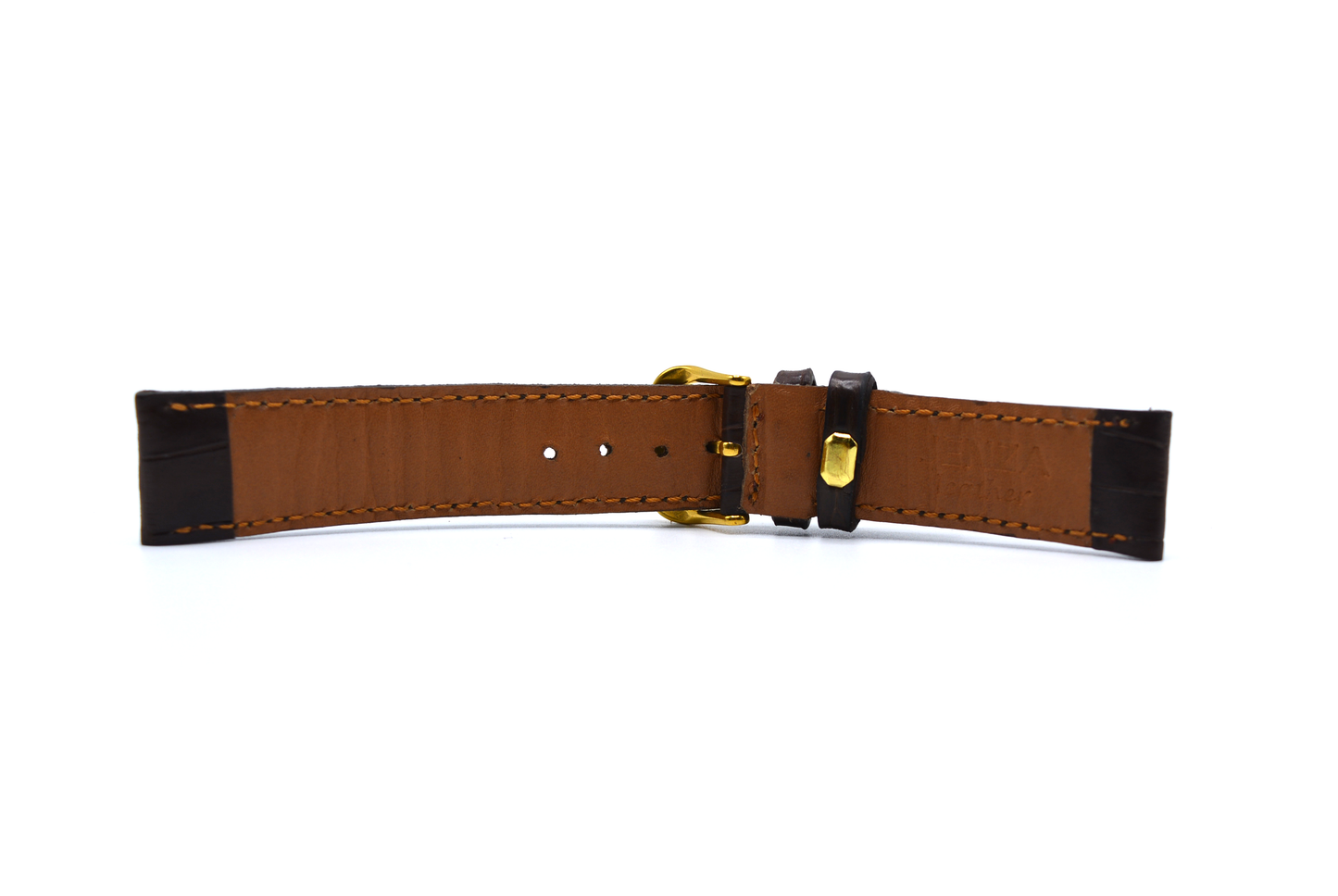 Brown Croc-Pattern Leather Watch Strap with Gold Buckle