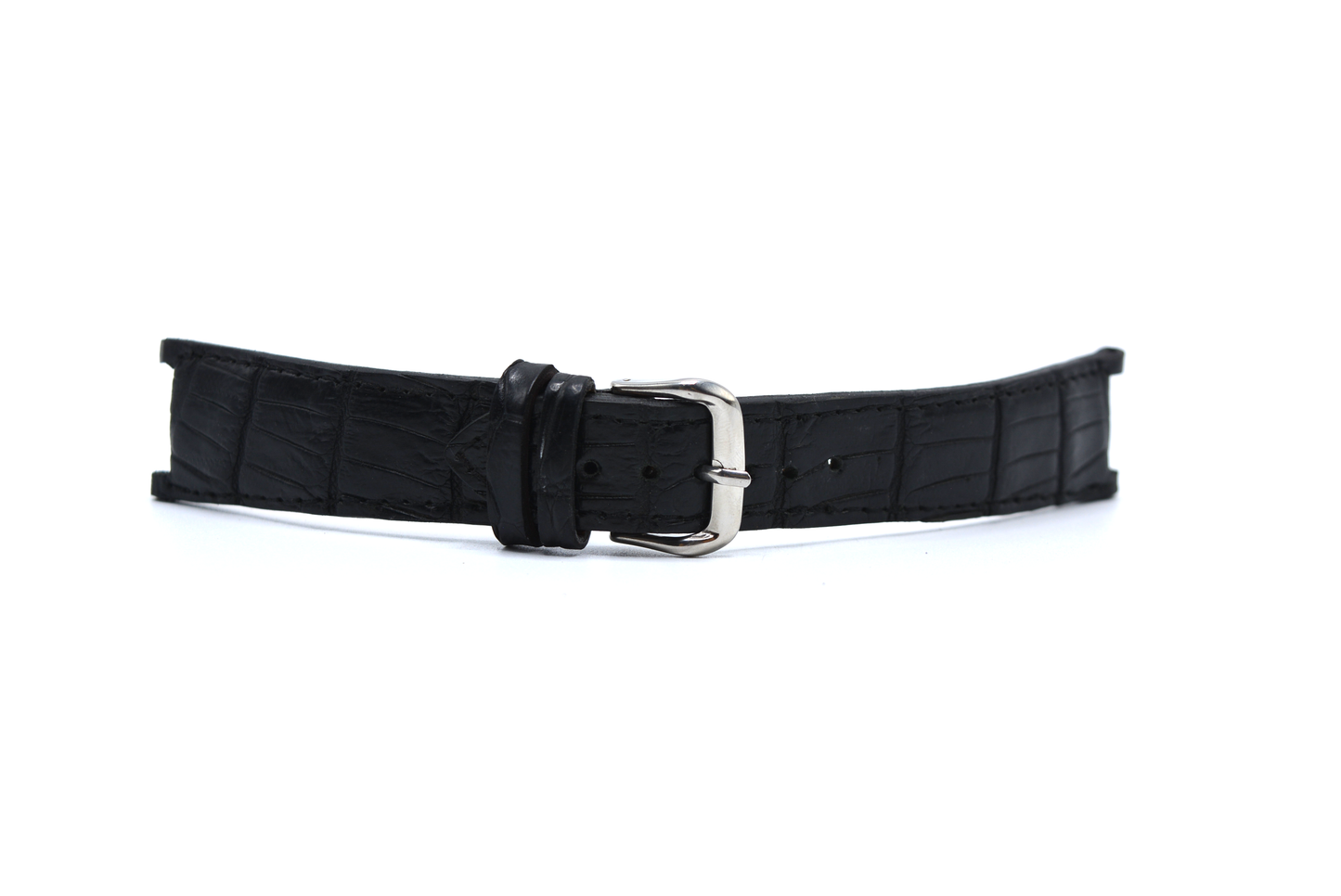 Black Croc-Pattern Leather Watch Strap