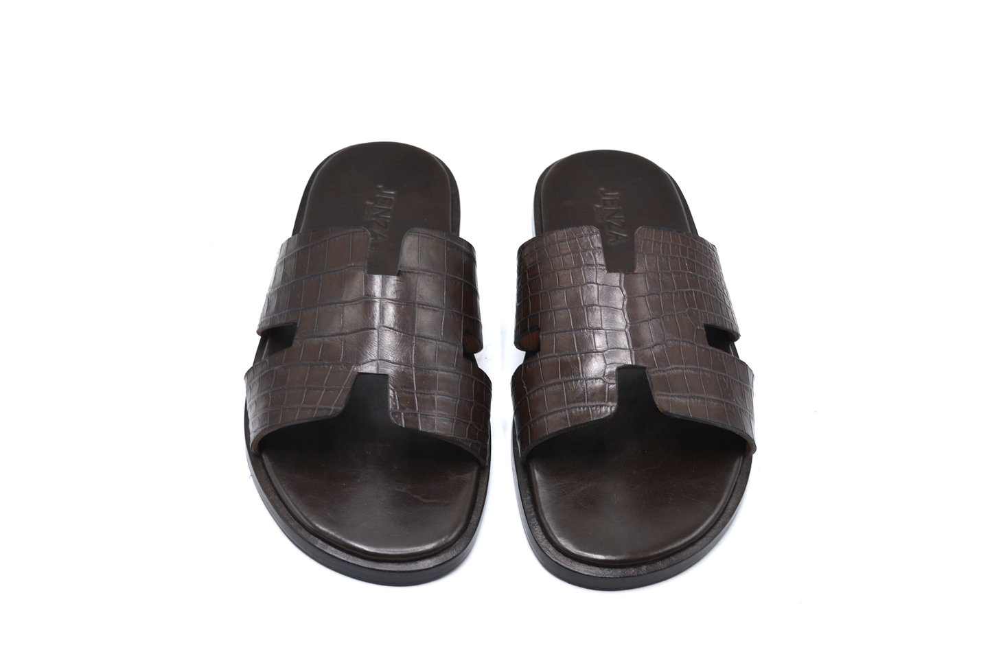 Hermes Brown Alligator Leather Slipper