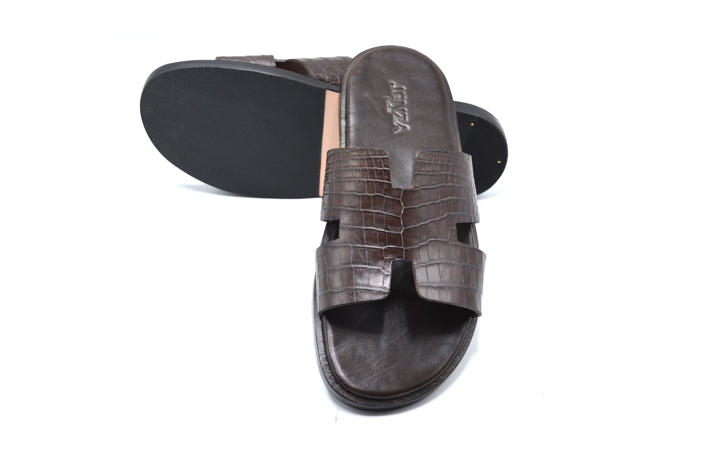 Hermes Brown Alligator Leather Slipper