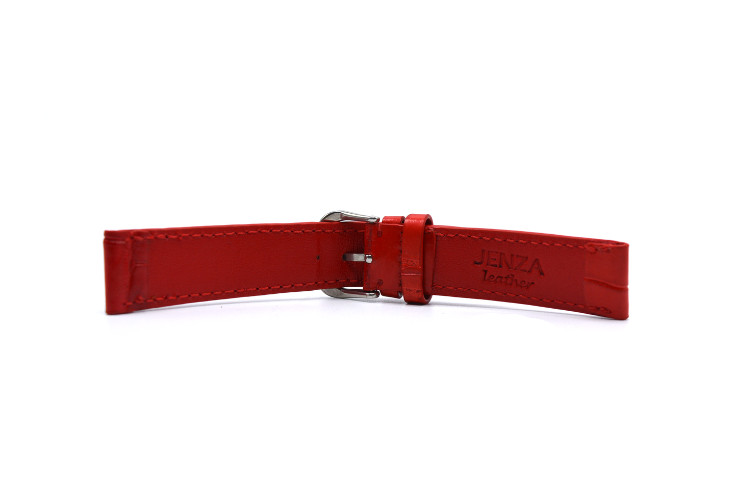 Red Croc-Pattern Leather Watch Strap