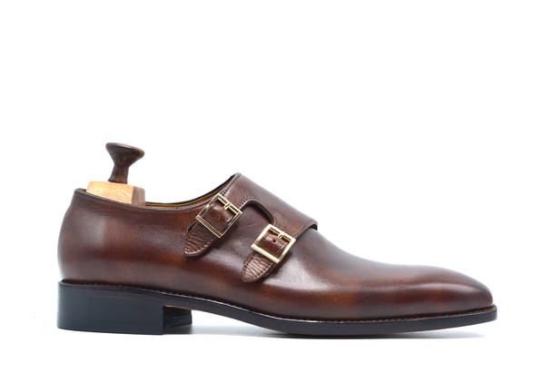 Double Monk Strap Leather Shoes