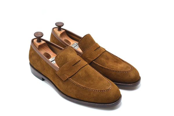 Tobacco Suede Penny Loafers