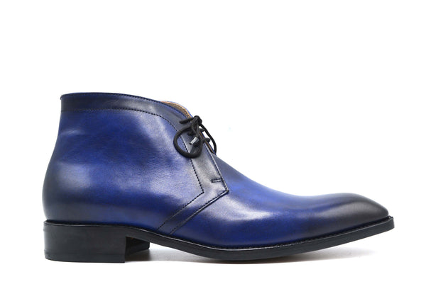 Blue Bespoke Cowhide Leather Chukka Boots