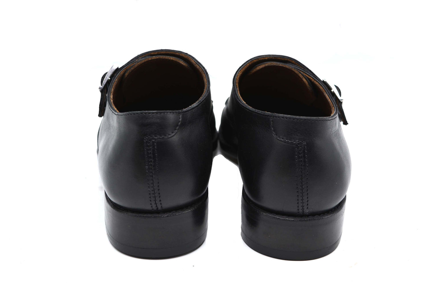 Double Monk Strap Leather Black Shoe