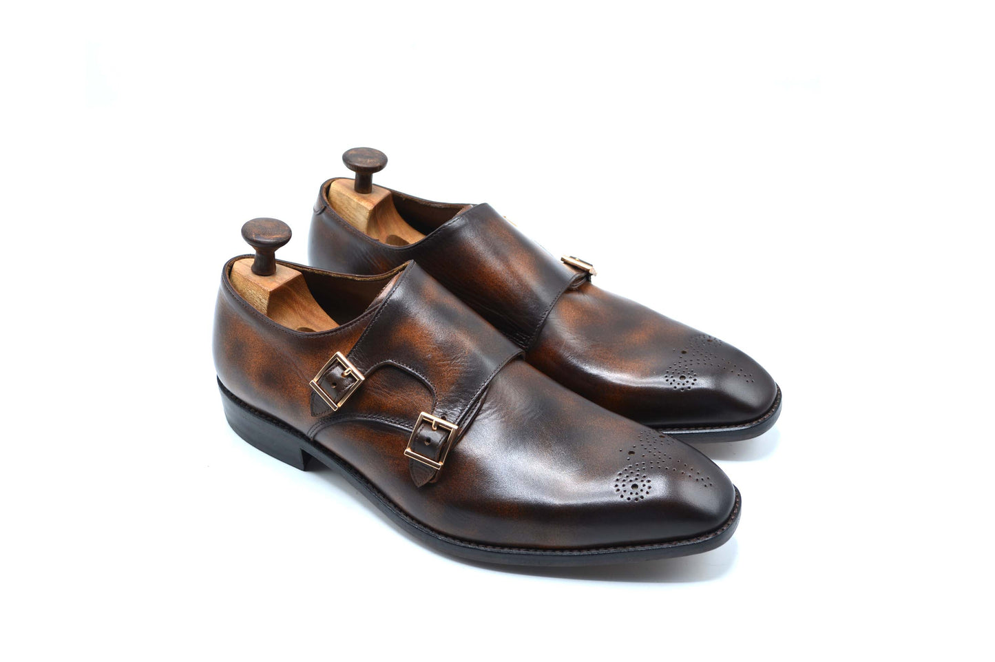 Two Tone Double Monk Strap Shoes