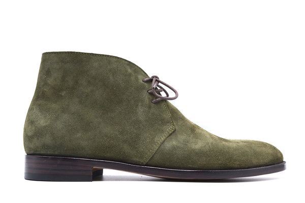 Suede Olive Green Lace Up Chukka Boot