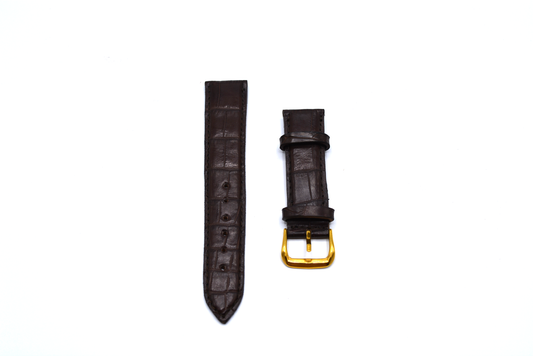 Brown Croc-Pattern Leather Watch Strap with Gold Buckle