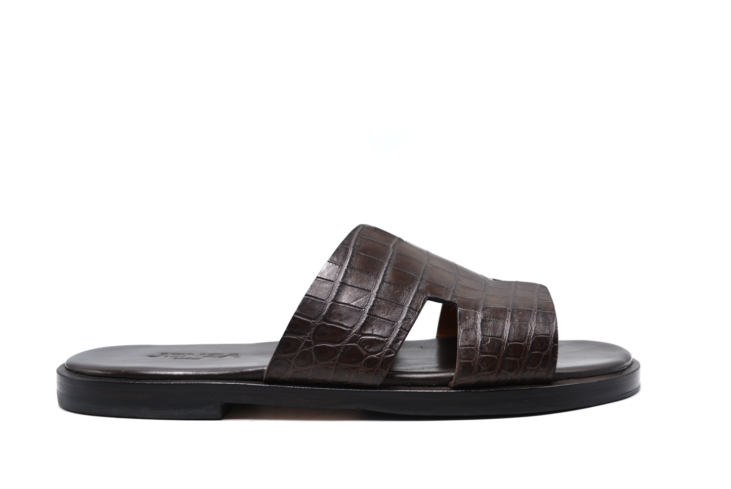 Hermes Brown Alligator Leather Slipper