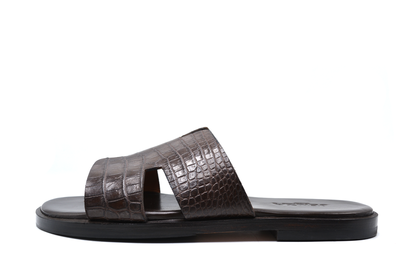 Hermes Brown Alligator Leather Slipper