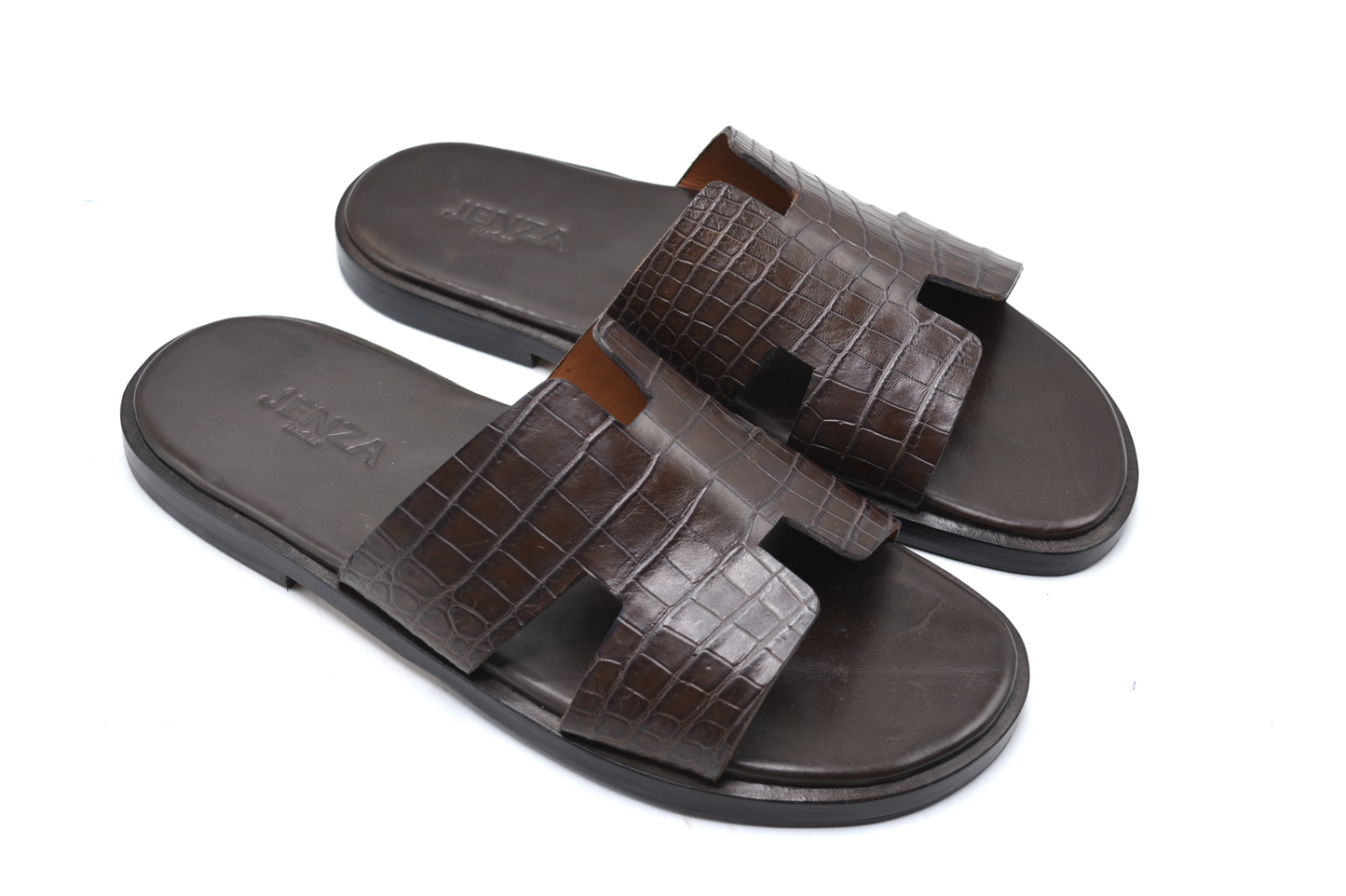 Hermes Brown Alligator Leather Slipper