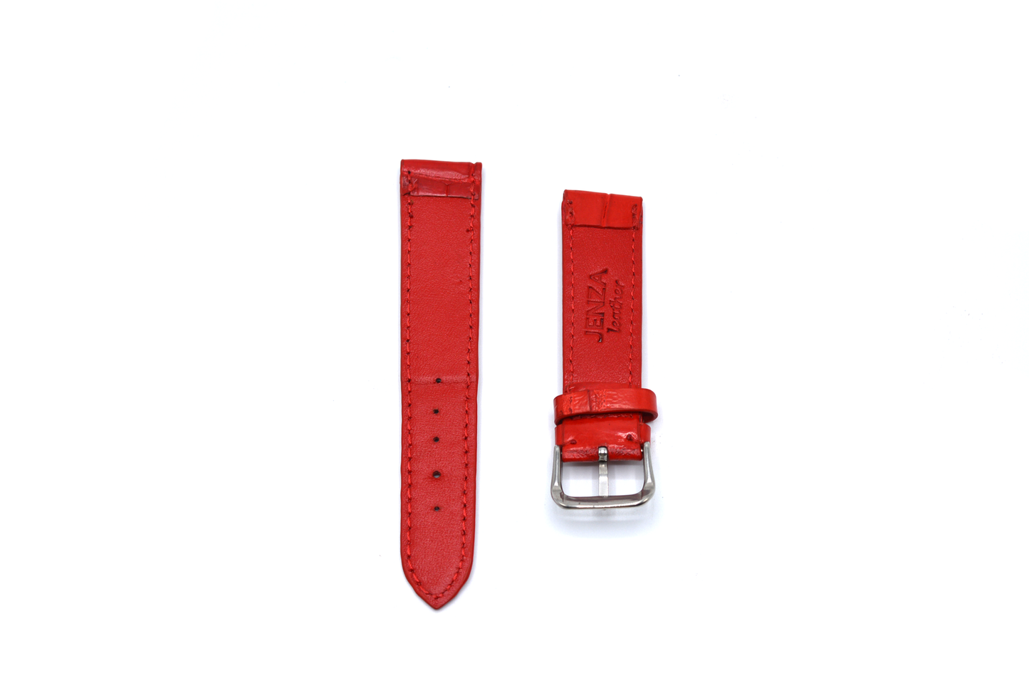 Red Croc-Pattern Leather Watch Strap