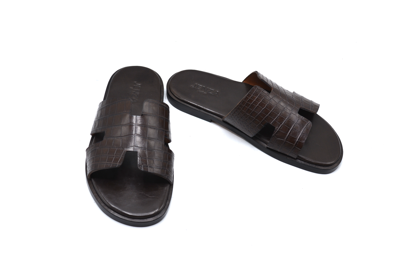 Hermes Brown Alligator Leather Slipper