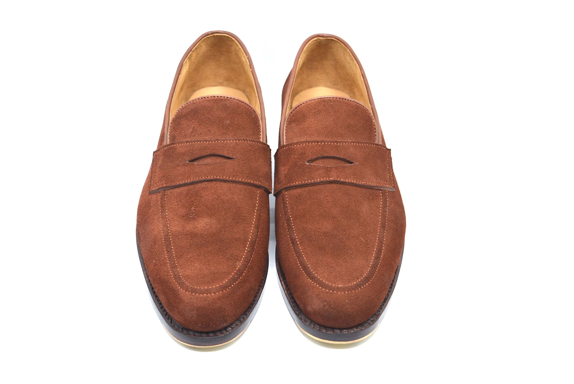 Brown Suede Penny Loafers