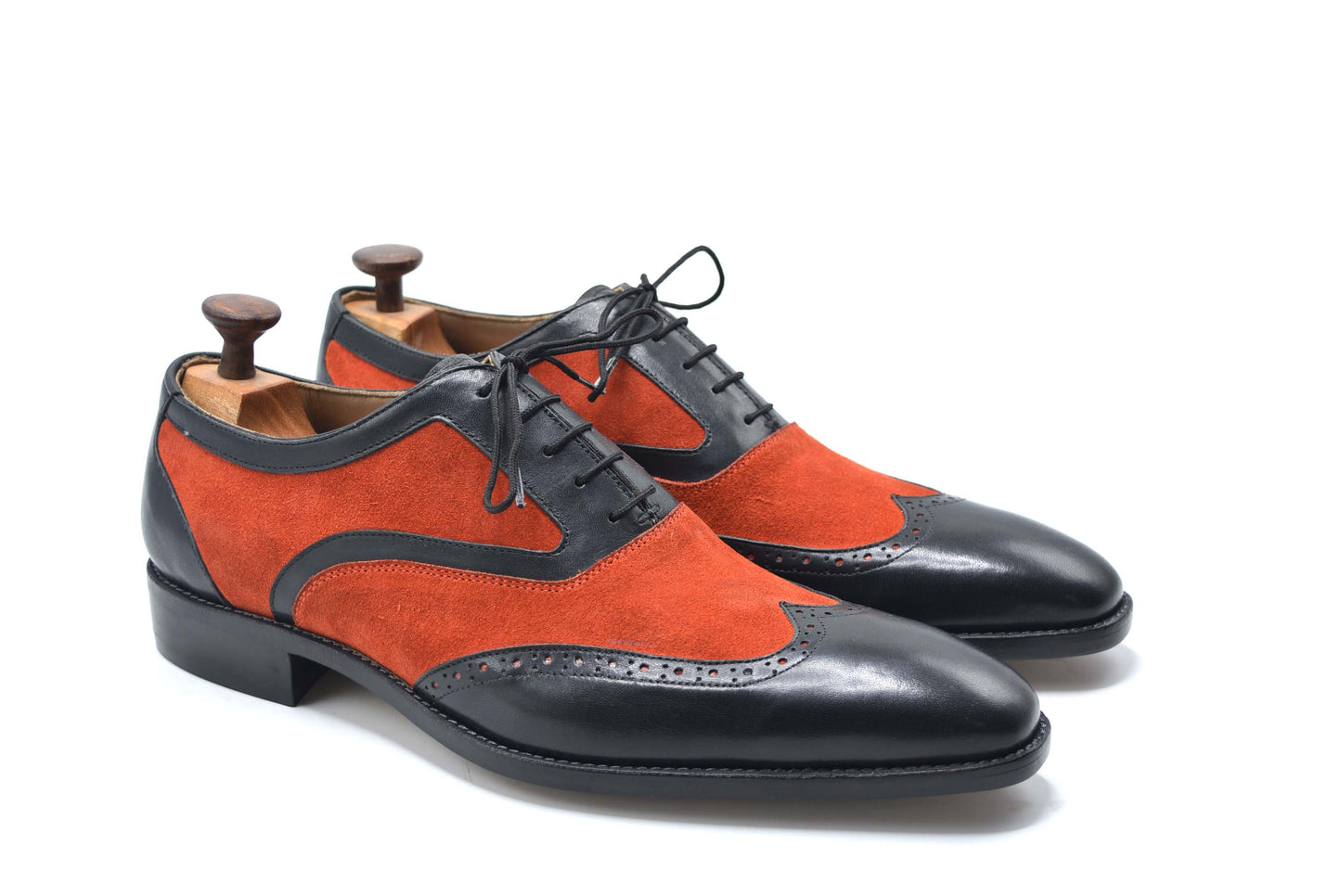 Oxford Wing Tip Suede And Calf Leather Formal Shoes