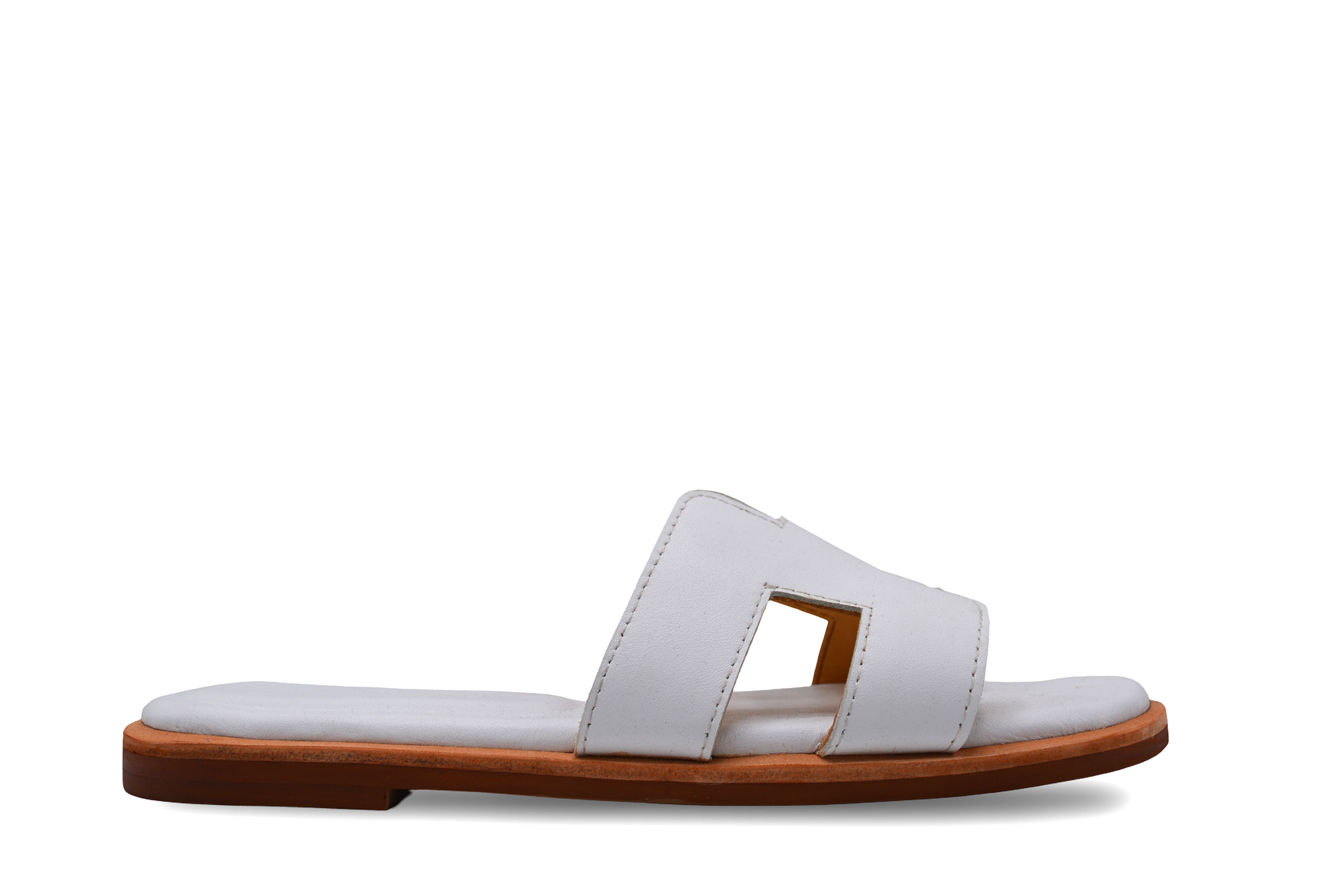 White sandal with wooden sole on a white background